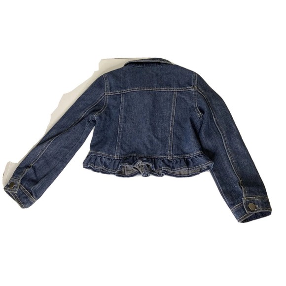 Nannette Kids Dark Wash Floral Butterfly Embroidered Denim Jacket, Sz 6 Ruffles - Picture 7 of 12